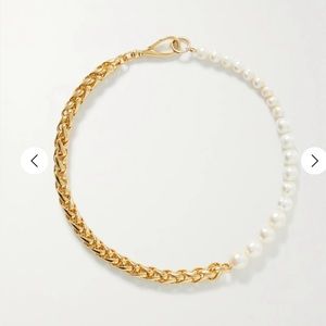 Gold Chain and White Pearl Half Necklace